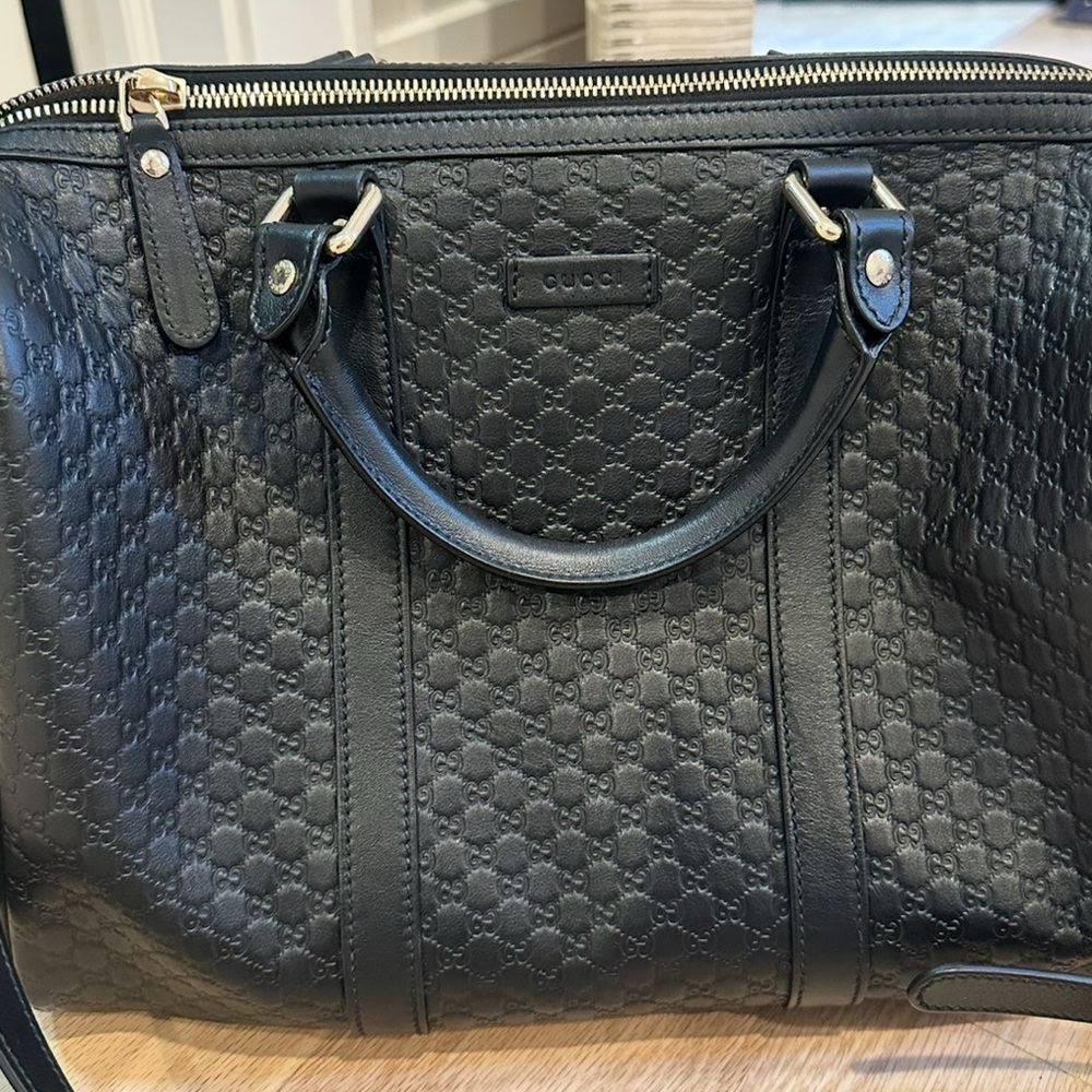 Gucci Black Patterned Leather Tote